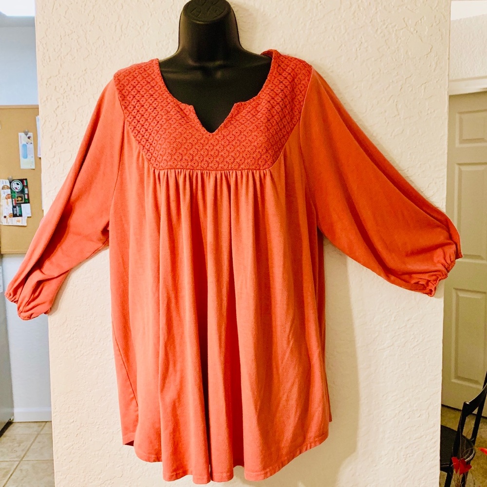Coral 3/4 light tunic